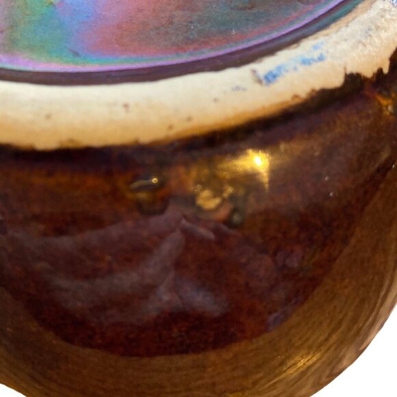 Vintage Brown Ceramic Ashtray With Drip Glaze Design - Picture 12 of 13